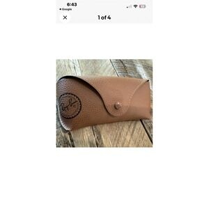 Ray-Ban Tan Textured Faux Leather Sunglasses Case with Snap Closure Brown